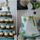 Blue brown bridal shower cake