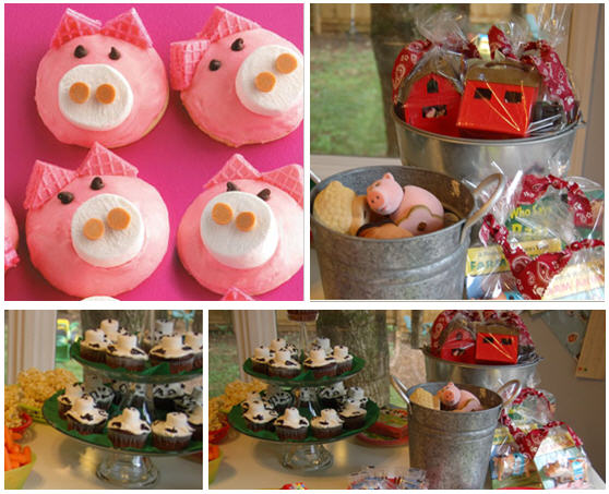 Pig and cow cupcakes