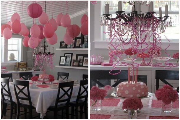 Pink birthday table