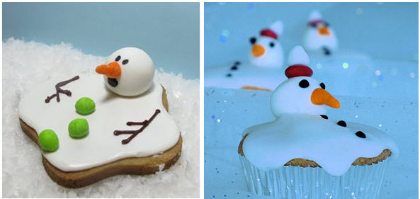 Melting snowman cookie cupcake