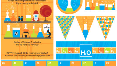 The celebration shoppe science party storyboard
