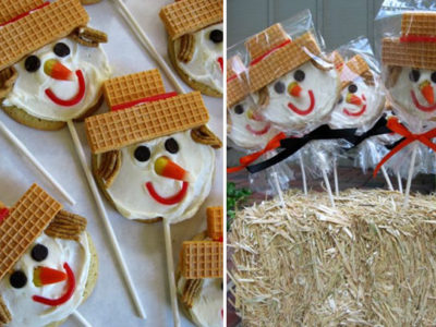Scarecrow cookie pops from skip to my lou