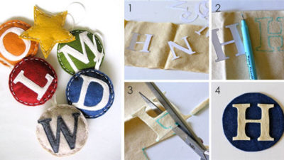Dana at made blog felt monogrammed ornaments