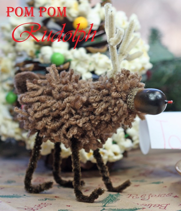 The celebration shoppe yarn pom pom rudolph reindeer craft 610