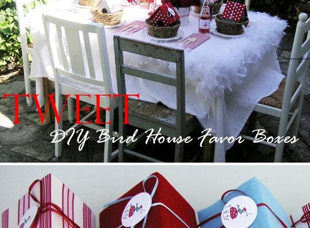 Diy bird house party favor box idea
