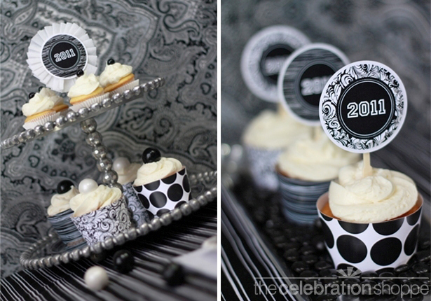 The celebration shoppe black white cupcake collage swl