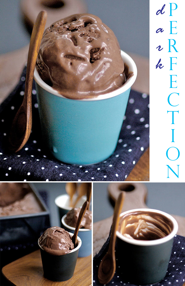 Dark chocolate ice cream cups