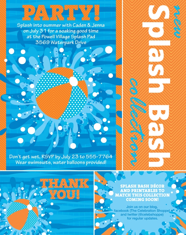 The celebration shoppe splash bash invitation