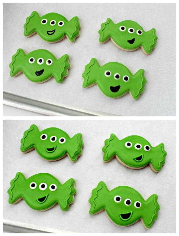 Little green space alien cookies step 5 6