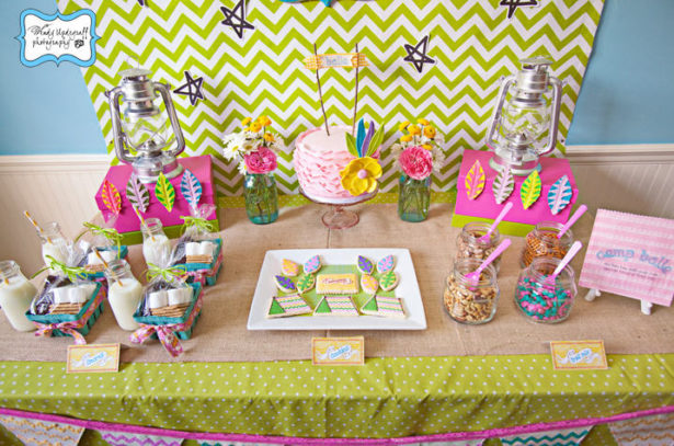 Camp birthday party dessert table