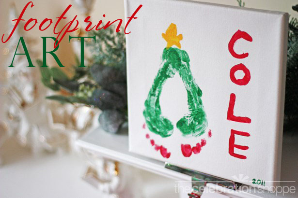 Christmas tree footprint art wt