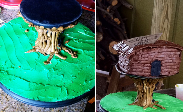 Diy tree house party cake