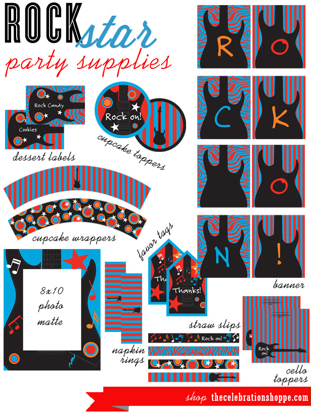 Rock Star Party Printables Rock Star Cupcake Toppers Rock Star Party Circles Rock Star Stickers Red Blue Labels Paper Party Supplies Delage Com Br