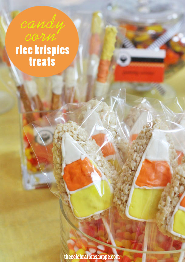Candy Corn Shaped Rice Krispies Treats | Kim Byers