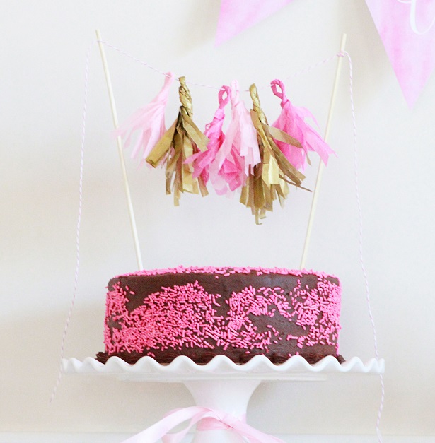 Pink and Gold Birthday Party Cake