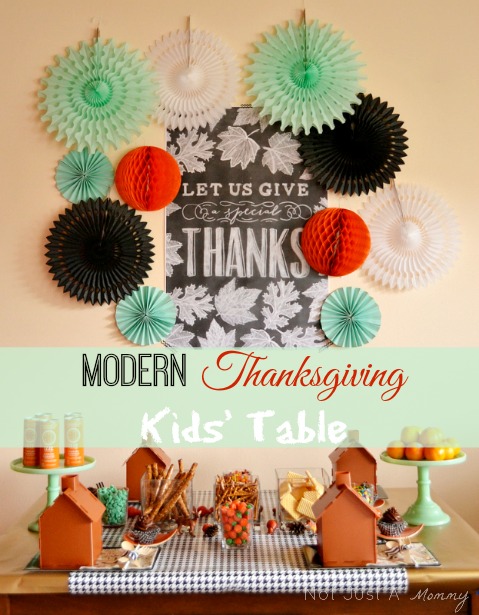 Mod Thanksgiving Kids Table | Not Just A Mommy via TheCelebrationShoppe.com