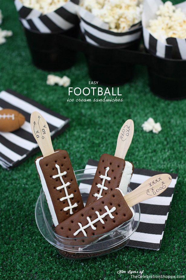 Super Easy Football Ice Cream Sandwiches | Kim Byers, TheCelebrationShoppe.com