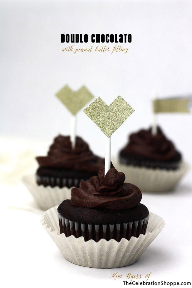 Double Chocoalte Cupcakes with Peanut Butter Filling | Kim Byers, TheCelebrationShoppe.com