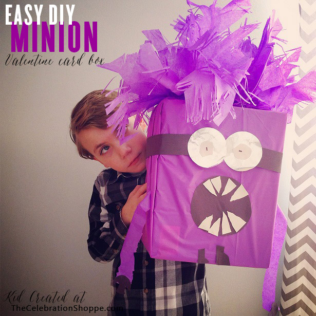 Easy DIY Purple Minion Valentine Card Box | TheCelebrationShoppe.com