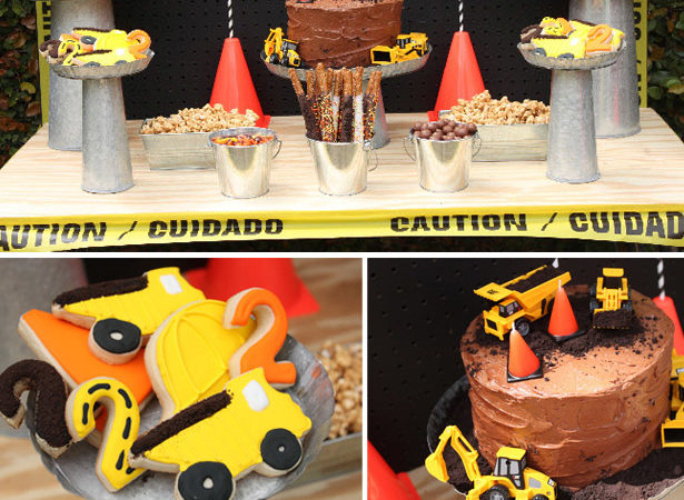 Construction theme birthday party dessert table