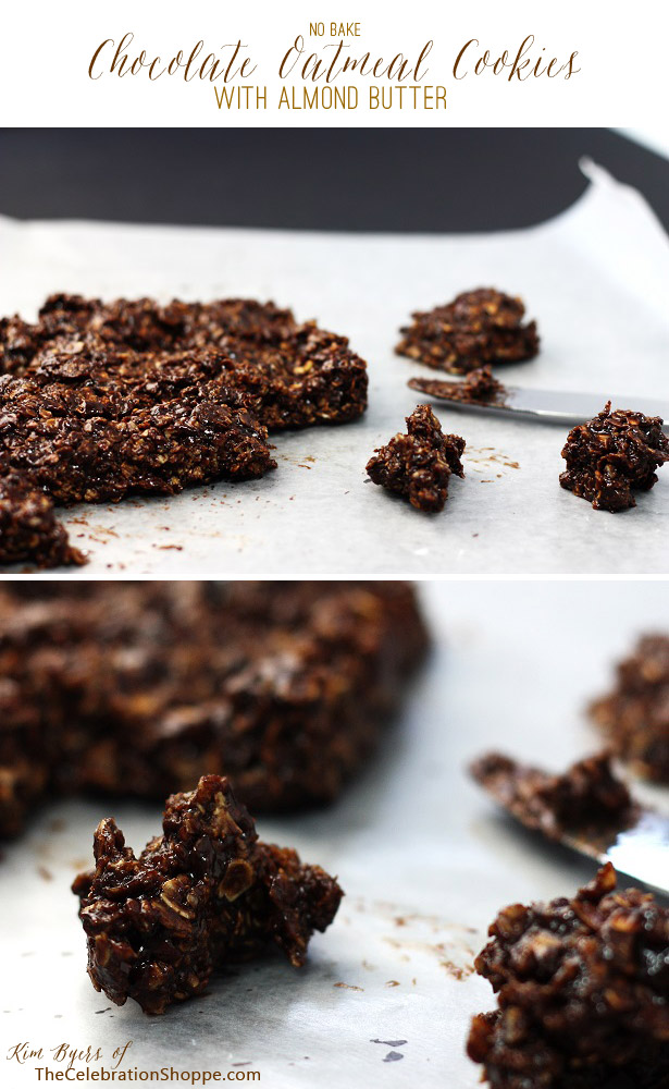 Chocolate Oatmeal No Bake Cookies with Almond Butter | Kim Byers of TheCelebrationShoppe.com