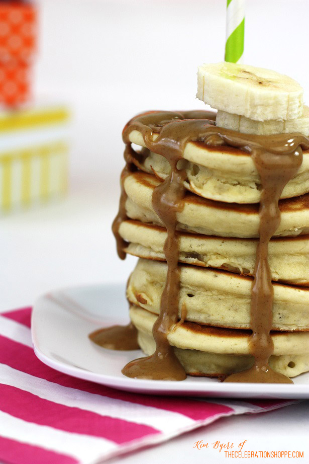 Peanut Butter Banana Pancake Recipe | Kim Byers, TheCelebrationShoppe.com