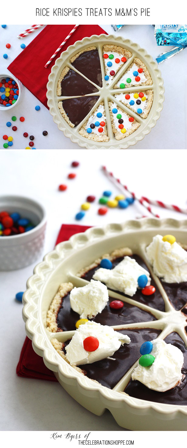 Rice Krispies Treats M&Ms Pie | Kim Byers, TheCelebrationShoppe.com