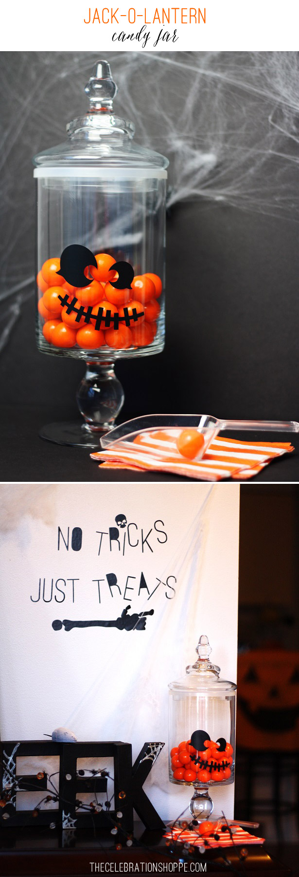 Easy DIY Jack-O-Lantern Candy Jar | Kim Byers, TheCelebrationShoppe.com