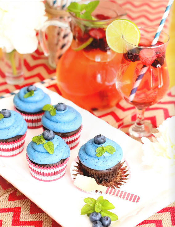 Blueberry Frosting & Chocolate Cupcakes in latest Ella and Annie Magazine