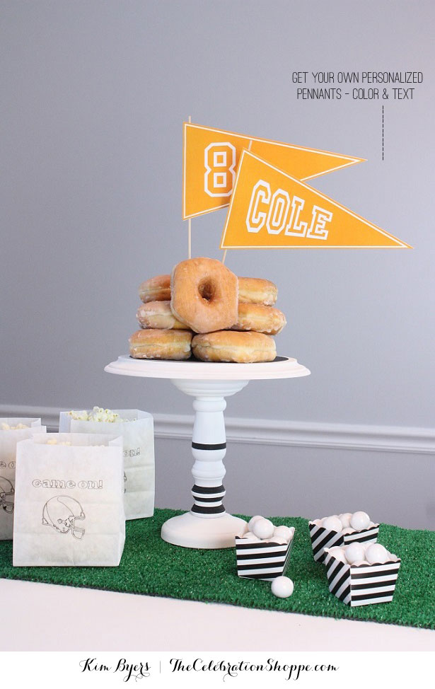 Personalized Pennants (Color and Text) and easy DIY Cake Plate | Kim Byers, TheCelebrationShoppe.com