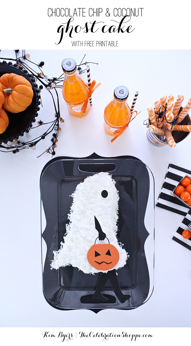 Decorate a Chocolate Chip & Coconut Ghost Cake + Decorate with Free Printables from Kim Byers