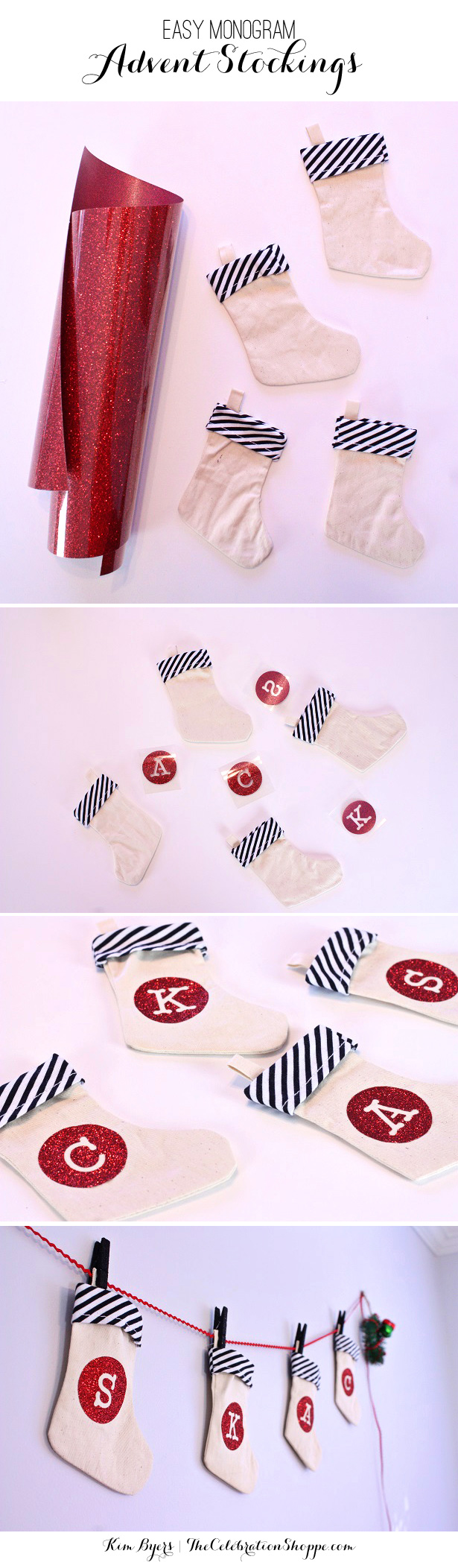 DIY Monogram Advent Stockings | Kim Byers