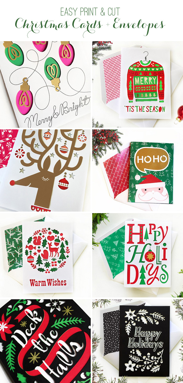 8 Easy Print & Cut Christmas Cards | @kimbyers TheCelebrationShoppe.com