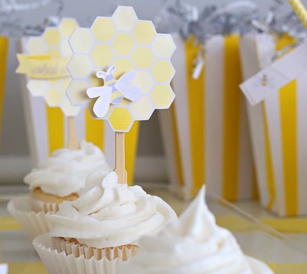 Bee Hive Cupcake Paper Craft Toppers | Kim Byers