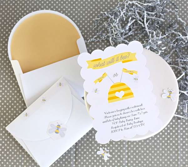 Bee theme party invitation and envelope | Kim Byers