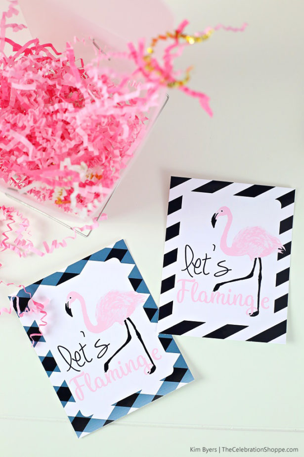 Free Printable Pink & Black Flamingo Favor Tags | Kim Byers