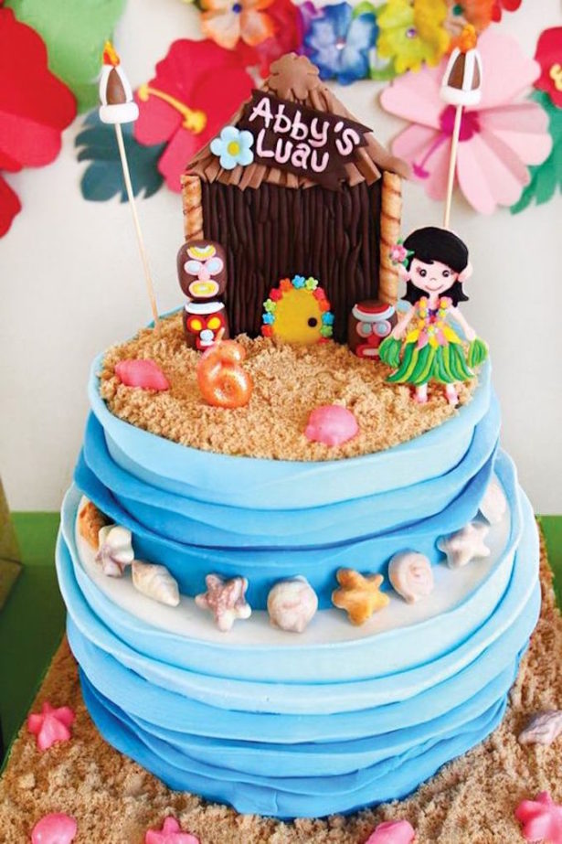 Tropical Hawaiian Luau Birthday Cake