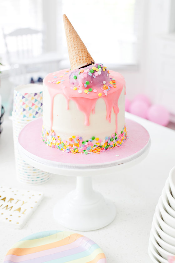25 Beautiful Girl's Birthday Cake Ideas for all (Little - Ice Cream Party Cake Freshmommyblog 560x840