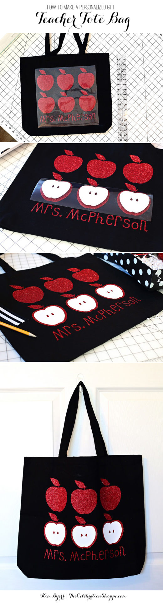 Apple Tote Teacher Gift Idea With Cricut