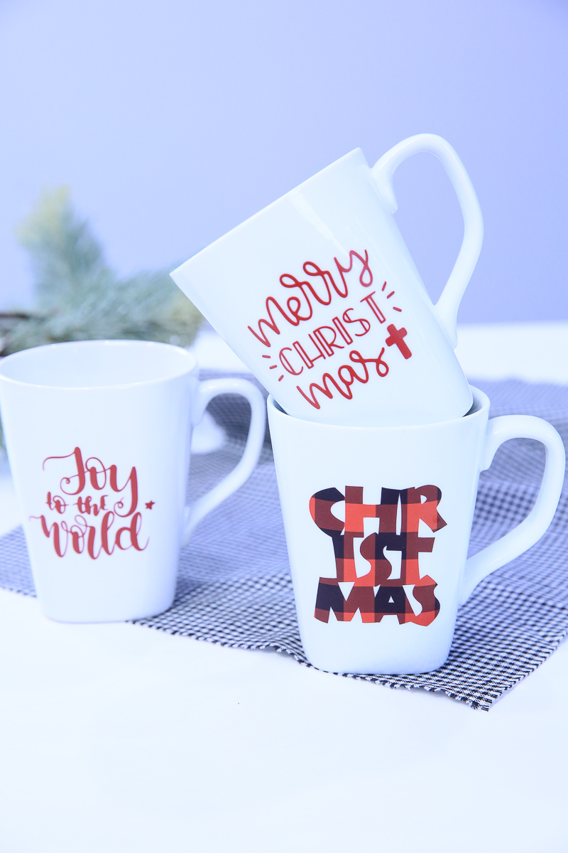 Cricut Christmas Mugs With Pattern Vinyl