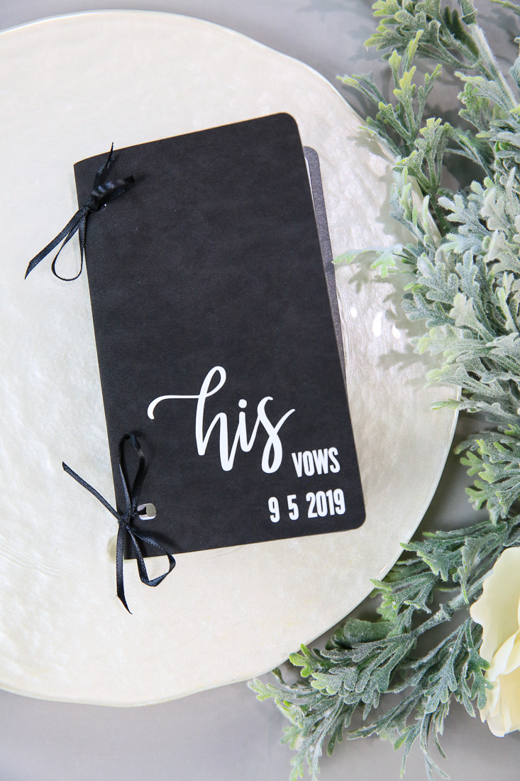 His Wedding Vows Book made with Cricut Explore Air 2, Martha Stewart Edition 