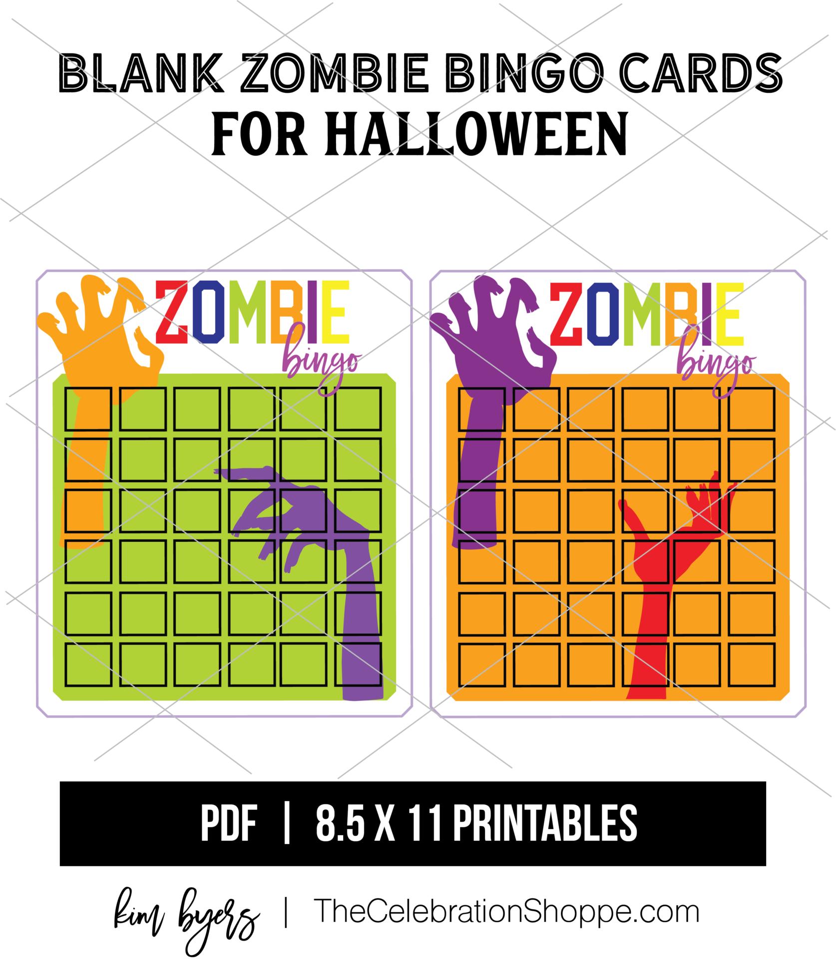 DOWNLOAD FREE Zombie Bingo Cards | Halloween Games | Crafting with Kim Byers at The Celebration Shoppe