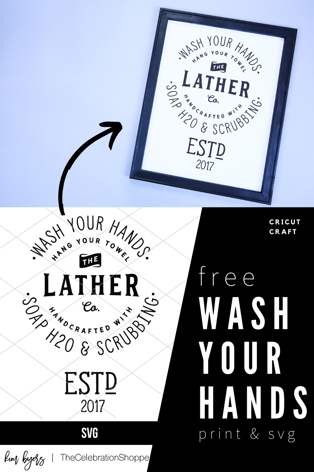 FREE Wash Your Hands Print & SVG - Make a reverse canvas with iron-on and your Cricut or print it! 
